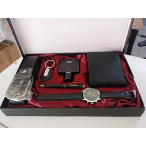 Premium Men’s Executive Gift Set Luxury 6 in 1 Watch Belt Wallet Pen Key Holder Perfume Gift Box for Him Birthday Anniversary Corporate Fathers Day Stylish Gentleman Present