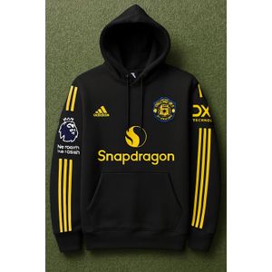 Customized Manchester United Black Hoodie – Snapdragon Edition by Adidas