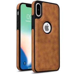iPhone XS Phone Case, Brown Full Flexible Classic PU Soft Leather Protective Phone Cover