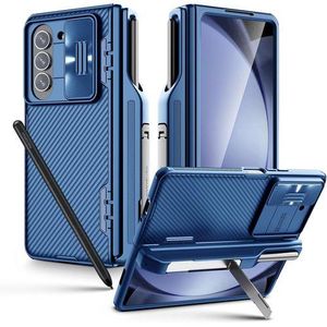 Nilkin Samsung Galaxy Z Fold 5 Case with S Pen Holder & Hinge Protection Hidden Kickstand,Slide Camera Cover CamShield Pro Slim Protective Case for Galaxy Z Fold 5 5G (Blue)