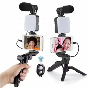 AY-49 Video Making Kit Smartphone Vlogging Kit with LED Light Microphone and Stand