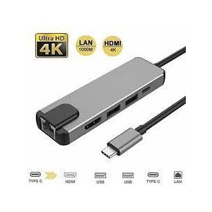 5 In 1 USB Type-C Hub - 4K HDMI, 2 USB 3.0, Ethernet
