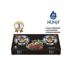 Nunix Table Glass Gas Top 2 Burner Durable