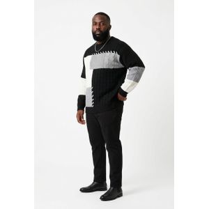 Men's Color Block Patchwork Cable Knit Sweater