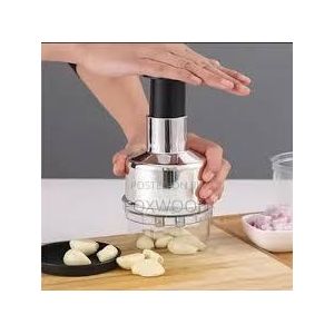 Manual Hand Pressure Onion Chopper – Stainless Steel Vegetable & Garlic Slicer – Quick Dicing Mincer & Nut Grinder – Professional Kitchen Food Chopper