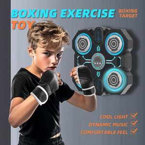 Interactive Boxing Exercise Toy with 4 Targets, Upgraded Edition with Cool LED Lights & Dynamic Music, Includes Punching Gloves, Adjustable Speed, Wall-Mountable
