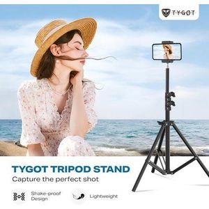 Lightweight & Portable Portable 7 Feet (84 Inch) Long Tripod Stand with Adjustable Mobile Clip Holder for All Mobiles & Cameras (Black)