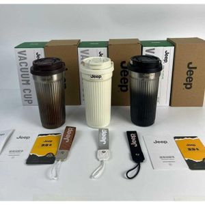 Jeep 550ML BPA Free White Stainless Steel Thermos Cup with Straw