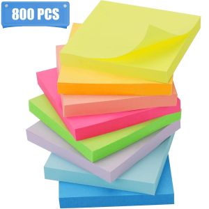 800 Sheets Sticky Notes, 7.5x7.5CM Bright Colors Self-Stick Note Pads
