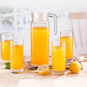 7-Piece Water & Juice Glass Set – 1.1L Jug + 6 Highball Glasses – Drinkware Set