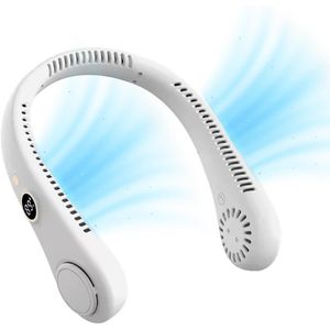 Cooling Neck Fan, 5-Speed, USB Rechargeable Bladeless Hands-Free Portable Lightweight Quiet LED Display Indoor Outdoor Birthday Xmas Gift Men Women Summer Travel 