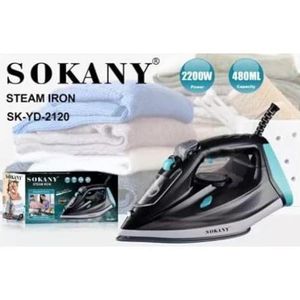 Sokany Powerful Steam Iron for Clothes with Rapid Heating Ceramic Coated Soleplate, 2200W with Precise Thermostat Dial, Self-Cleaning, Auto-Off, 480ml Water Tank for Home Clothes Ironing Use