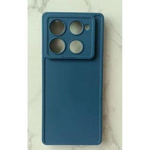 Infinix  Note 40 Pro 4G/5G Solid Color Liquid Silicone Full Coverage Protective Case - Premium Blue Soft Rubber Shockproof Cover