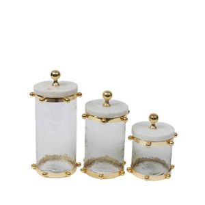 3-Piece Kitchen Canister Set – White with Silver Lid (Elegant Storage Jars)