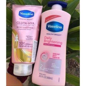 Face Look  Daily Brightening Vaseline Even Tone Lotion + Gluta-Hya Dewy Radiance Serum Burst Lotion
