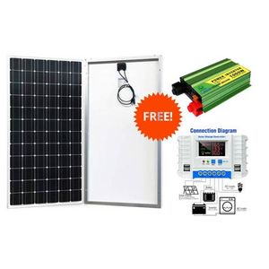 Sunlight Solar 250 Watts Solar Panel 25 Years Warranty All Weather Mono Solar Panel + Free 30A Solar Charge Controller+  Free 1000 Watts Solar Inverter DC to AC 1000W Inverter