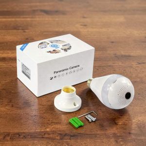 AI Auto Tracking Human Detection Smart View Panoramic 1080P Wireless Security Light Bulb Camera 