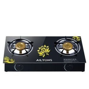 AILYONS 2-Burner Table-Top Glass-Top Gas Stove