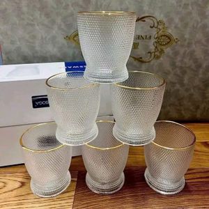 Deli whiskey glass set with golden rim