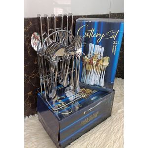24-Piece Heavy Duty Pure Stainless Steel Cutlery Set