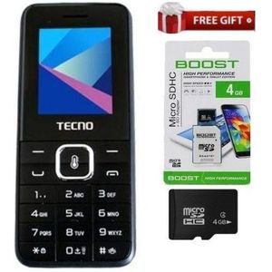 Techno Dependable Tecno T201 Dual Sim. Wireless Fm,-Black + Free Memory Card 4GB