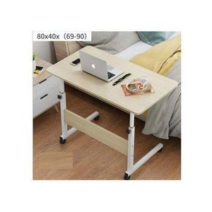 Adjustable Height Desk, Laptop Computer Table Home Office Desk With Storage Rack For Small Space, Mobile Compact Desk On Wheels-Cream