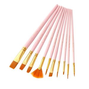 6pcs Paint Brushes Set Round and Flat Tips Artists Paintbrushes Nylon Hair  Wooden Handle Art Supplies