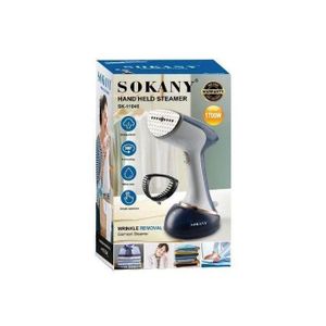Sokany  handheld garment steamer (model SK-11046) used for removing wrinkles from clothes and fabrics .