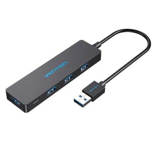 Vention 4-Port USB 3.0 Hub 0.5M, Black – High-Speed USB Expansion Hub for Laptops, PCs, Flash Drives & Peripheral Devices