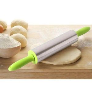 Stainless Steel Non Stick Rolling Pin with Ergonomic Handles for Baking Dough, Pastry, Cookies, Biscuit and Fondant Preparation