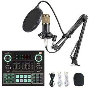 BM800 Studio Microphone With V9 Live Sound Card Audio Mixer For TikTok Live And YouTube Creators