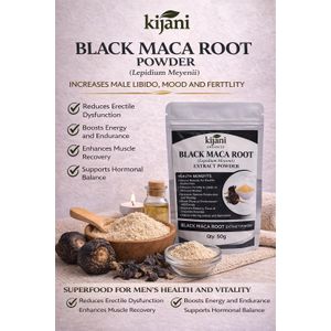 Kijani Black Maca Root Powder - Increases Male Libido , Mood & Fertility Reduces Erectile Dysfuntion Boosting Energy and Endurance enhance Muscle Recovery