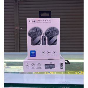 F11-2 Dual Wireless Microphone Set, Plug-and-Play Mic for iPhone, Android & Cameras