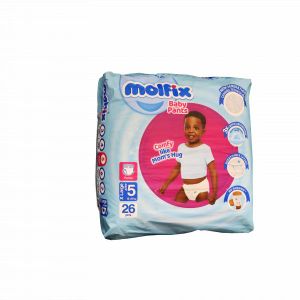 Molfix  Pants Size 5 (15-20kg) - 26 Count  Double Absorbent Area & Anti-Leakage Barriers for Wet-Free Protection