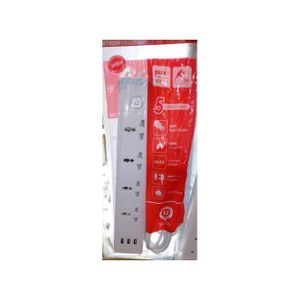 Itel 4-Way Extension Cable With 3 USB Ports – White – High-Speed Charging