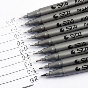 Sipa 8pcs Black Thin Liner Pens Mini Liner Fineliner Drawing Pens