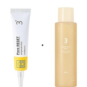 Numbuzin N0. 3+ Pore Reset Ampoule Shot With Niacinamide & Retinol + No.3 Super Glowing Essence Toner. Firms, Moisturizes, Brightens, Fade Pigmentations, Dark Spots, Wrinkles, Minimizes Pores, Unclogs Pores, Stimulate collagen production & Improve skin elasticity.