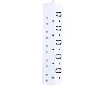 5-Way UK British Standard Extension Socket Heavy-Duty 1.8M Power Strip - EX44-R White