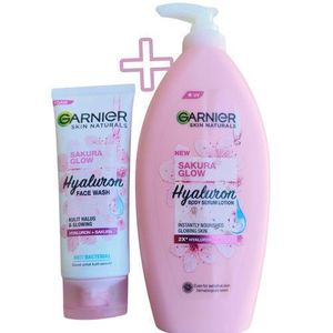 Beauty Skin Naturals SAKURA GLOW HYALURON Antibacterial Face Wash + GLOWING Body Serum Lotion bc