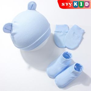 kids Hat Gloves & Slipper Socks Set Bear Ear Turban Pink Child Anti-grabbing Gloves 3-Pack (0-3 Yrs)