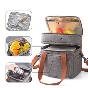 Brivilas 2 Layer Insulated Food Bag Thermal Lunch Bag Large Capacity Hot and Cold Food Carrier Waterproof Portable Picnic Office School Meal Storage Bag Durable Zipper Design