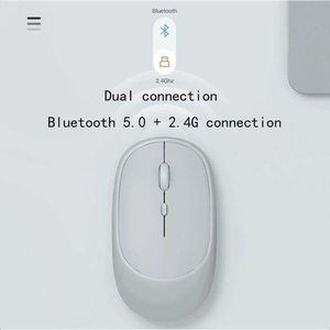 Cool Bluetooth 5.0 + 2.4G Dual-mode Optical Mouse Rechargeable LED Mouse - White