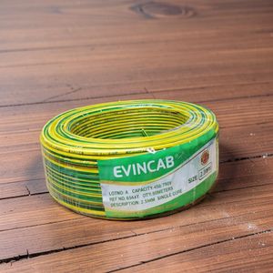 Evin 2.5mm Yellow Green Electrical Cable Solid Copper Core PVC Insulated Heavy Duty Domestic Wiring Wire