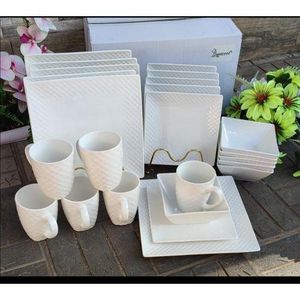Ceramic 24 pcs Square Dinner Set,6 cups,6 plates ,6 side plates and 6 bowls unique and of the best quality ever.