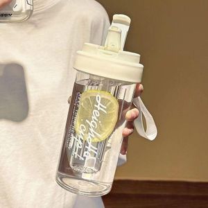 Portable Fruit Infuser Water Bottle with Straw & Carry Strap