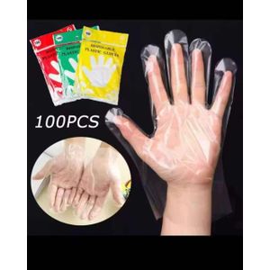 100PCS  food grade disposable kitchen clear gloves for cooking, cleaning, hair coloring 