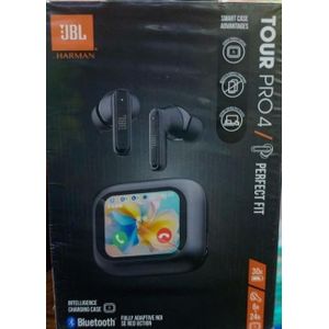 JBL Tour Pro 4 Noise Cancelling Earbuds with Smart Charging Display Case & VoiceAware Technology – Black