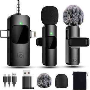 4-In-1 Wireless Lavalier Microphone, Suitable For Iphone, Ipad, Android, Camera Microphone, Noise Reduction