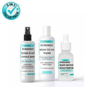 Luna-Glo Kids 2 in shampoo & Body Wash + Detangler Spray + Hair Oil  - One Routine. Zero Tears. 100% Happy Hair.