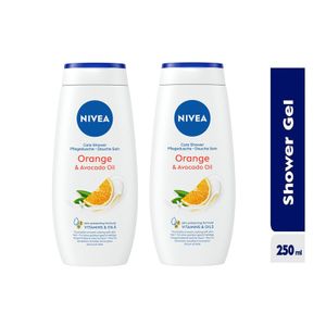 NIVEA Orange & Avocado Oil Shower Gel for Women - 250ml (Pack of 2).